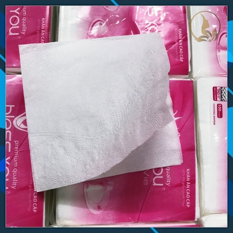 (Hoả Tốc HCM) Có Mã QR - Khăn Ăn Vuông Nhỏ 12cm x12cm BLESS YOU Bịch100 Tờ