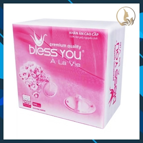[Combo 4 Bịch] Có Mã QR - Khăn Ăn Vuông Nhỏ 12cm x12cm BLESS YOU Bịch 100 Tờ