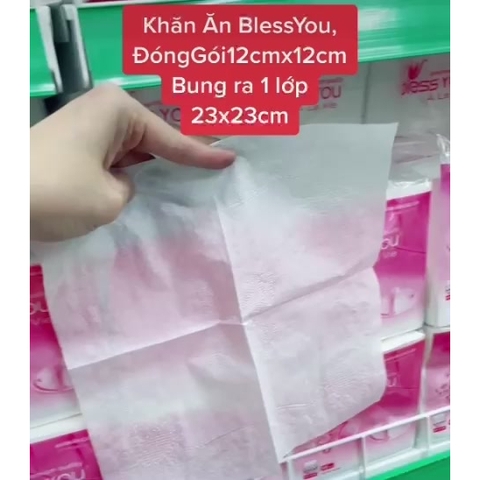 [Combo 10 Bịch] Có Mã QR - Khăn Ăn Vuông Nhỏ 12cm x12cm BLESS YOU Bịch 100 Tờ