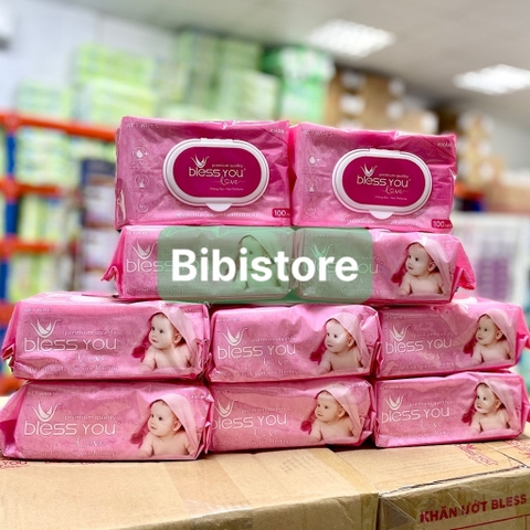 (HCM, Hàng Mới) Khăn Ướt Bless You Không Mùi Gói 100 Miếng (Bibistore)