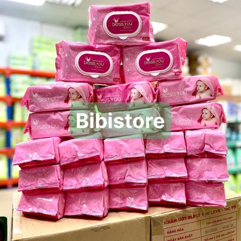 (HCM, Hàng Mới) Khăn Ướt Bless You Không Mùi Gói 100 Miếng (Bibistore)