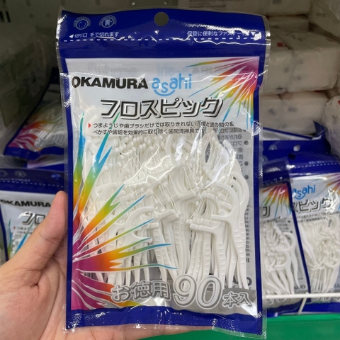 (Siêu Tốc HCM) Tăm Chỉ Nha Khoa _Tăm Chỉ Kẻ Răng Okamura Bịch 90P (Bibistore)