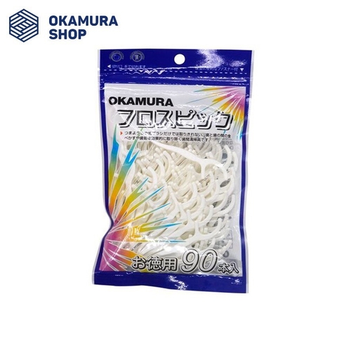(Siêu Tốc HCM) Tăm Chỉ Nha Khoa _Tăm Chỉ Kẻ Răng Okamura Bịch 90P (Bibistore)
