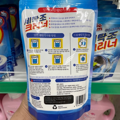 (HCM) Bột Tẩy Lồng Máy Giặt BLUE Hàn Quốc Siêu Sạch Túi 450g