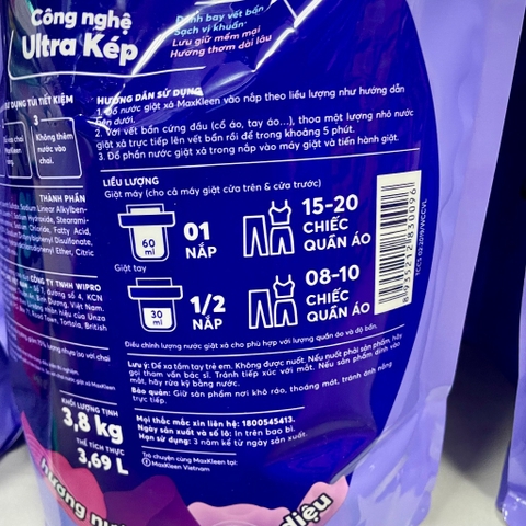 Nước Giặt Xả Maxkleen Túi 3.8Kg
