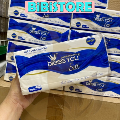 Khăn Giấy Lụa Cao Cấp Bless You Silk 2 Lớp Gói 200 Tờ