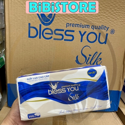 Khăn Giấy Lụa Cao Cấp Bless You Silk 2 Lớp Gói 200 Tờ