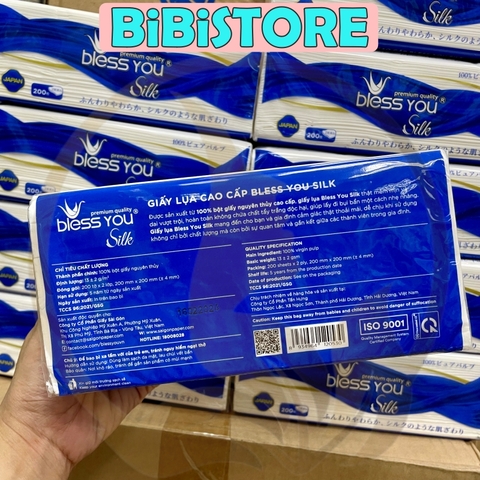Khăn Giấy Lụa Cao Cấp Bless You Silk 2 Lớp Gói 200 Tờ