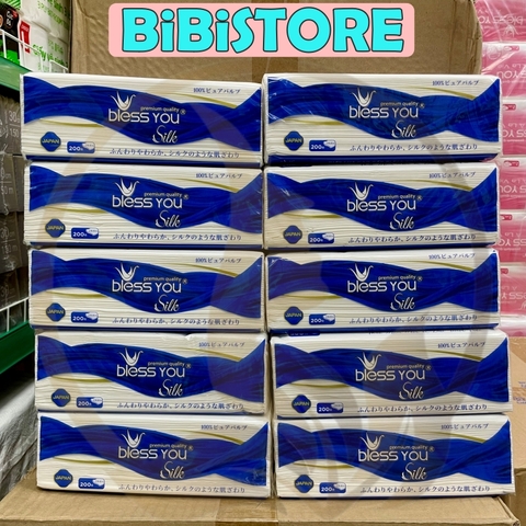 Khăn Giấy Lụa Cao Cấp Bless You Silk 2 Lớp Gói 200 Tờ