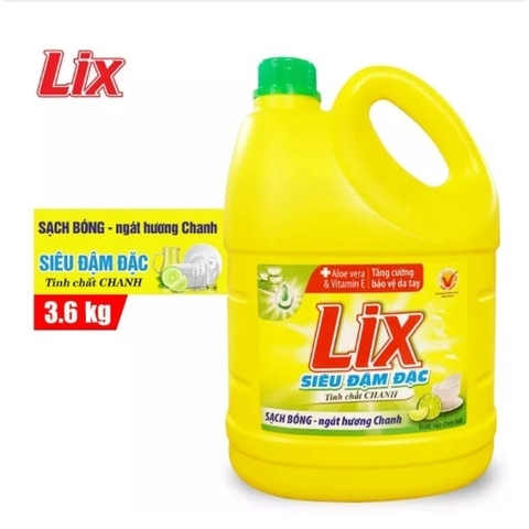 Nước Rửa Chén Lix Siêu Sạch Can 3.6Kg