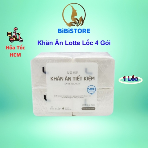 (Hoả Tốc HCM) Lốc 4 Gói - Khăn Giấy Ăn Tiết Kiệm Lotte Choice L Gói 200 Tờ