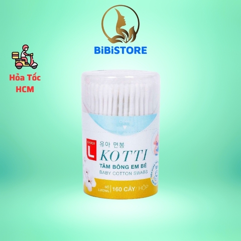 (Lotte) Tăm Bông Baby Thân Nhựa Hộp Tròn Choice L Hộp 160 Cây