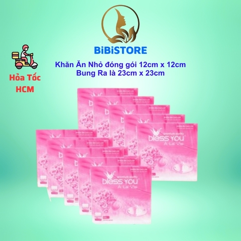 [Combo 10 Bịch] Có Mã QR - Khăn Ăn Vuông Nhỏ 12cm x12cm BLESS YOU Bịch 100 Tờ