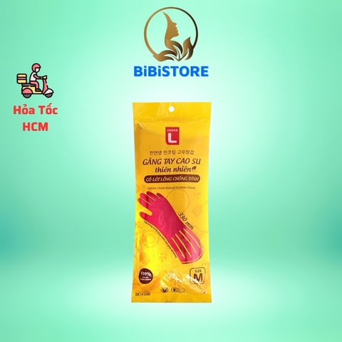 (Lotte) Găng Tay Cao Su Choice L Lót Lông Chống Dính Size M Dài 33cm