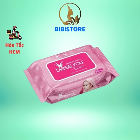 (HCM, Hàng Mới) Khăn Ướt Bless You Không Mùi Gói 100 Miếng (Bibistore)