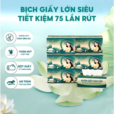 Khăn giấy Topgia Giấy ăn Sắc Việt cao cấp thùng 20 gói  300 tờ 4 lớp 75 rút mềm mịn (Bibistore)