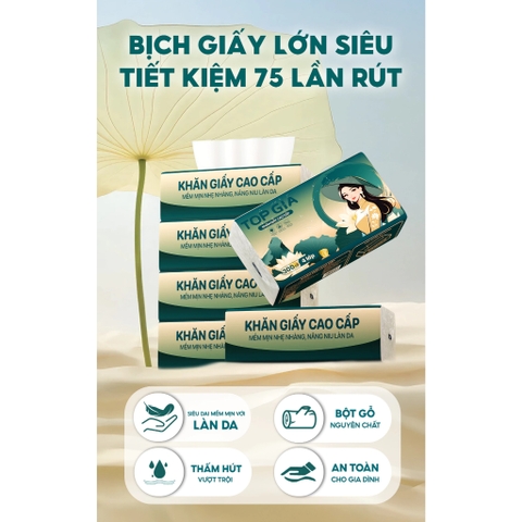 Khăn giấy Topgia Giấy ăn Sắc Việt cao cấp thùng 20 gói  300 tờ 4 lớp 75 rút mềm mịn (Bibistore)