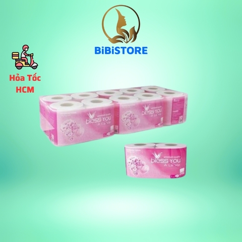(Hoả Tốc HCM) Có Mã QR - Lốc 10 Cuộn Hồng Giấy Vệ Sinh Bless You 2 Lớp
