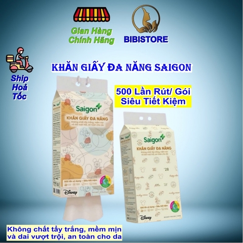 Khăn Giấy Rút Saigon Treo Tường 2 Lớp Gói 500 Tờ