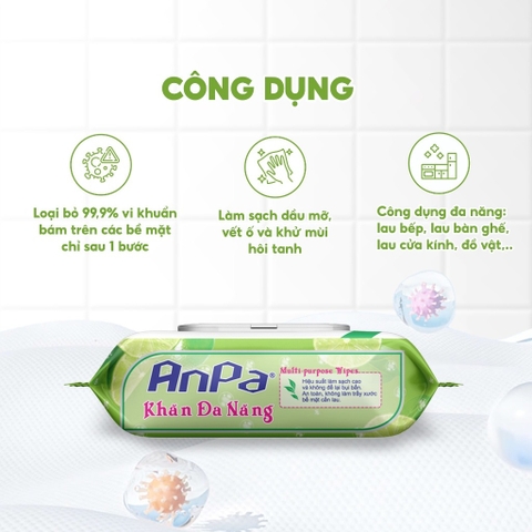Khăn Ướt Đa Năng Lau Bếp ANPA Gói 50 Tờ