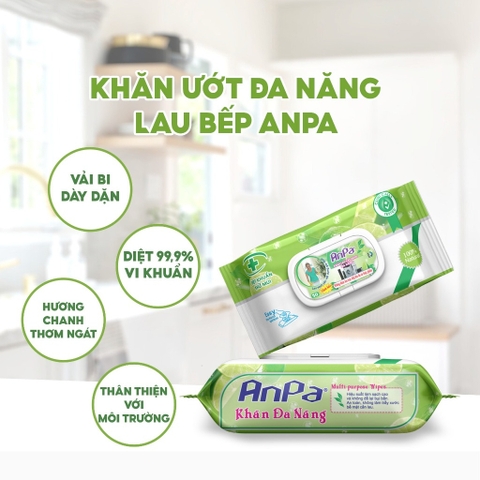 Khăn Ướt Đa Năng Lau Bếp ANPA Gói 50 Tờ