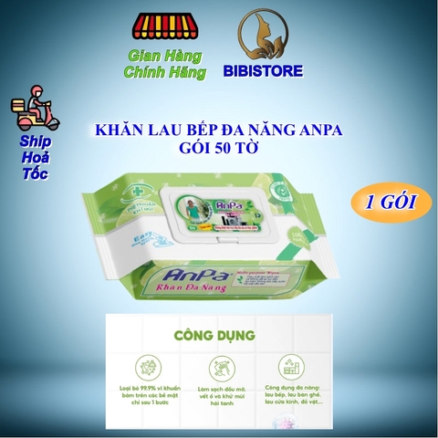 Khăn Ướt Đa Năng Lau Bếp ANPA Gói 50 Tờ