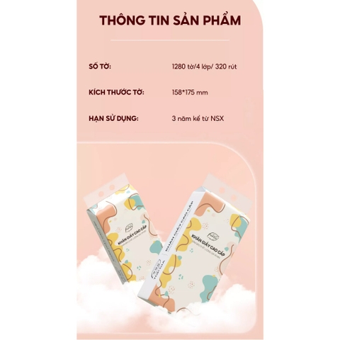 Khăn Giấy Rút TOPGIA Đa Sắc Bịch 1280 Tờ 4 Lớp