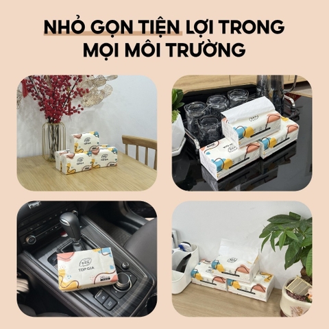 Giấy Ăn Topgia Đa Sắc Cao Cấp Gói 240 Tờ 4 Lớp