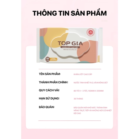 Khăn ướt Topgia 80 tờ dành cho mẹ và bé
