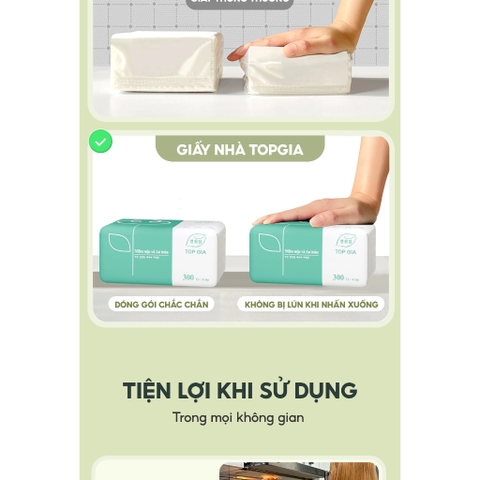 Giấy ăn 3 màu Top Gia cao cấp 300 tờ