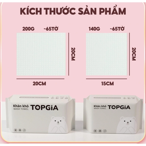Khăn mặt khô Top Gia 65 Tờ (20x20cm)