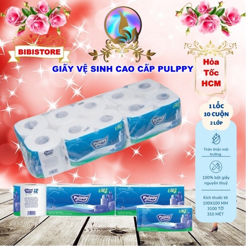 Giấy vệ sinh cao cấp Pulppy Lốc 10 cuộn 2 lớp