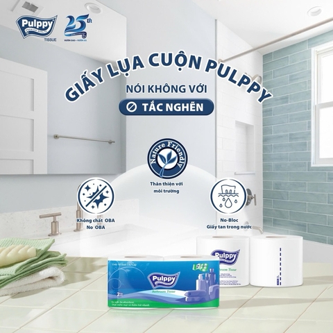 Giấy vệ sinh cao cấp Pulppy Lốc 10 cuộn 2 lớp