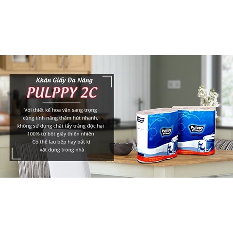 GIẤY LAU BẾP ĐA NĂNG PULPPY 2 CUỘN 205 TỜ/ BỊCH (Bibistore TB)