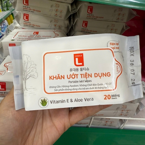 Khăn Ướt TIỆN DỤNG Gói Nhỏ 20 Miếng Lotte Choice L