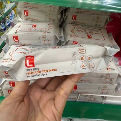 Khăn Ướt TIỆN DỤNG Gói Nhỏ 20 Miếng Lotte Choice L