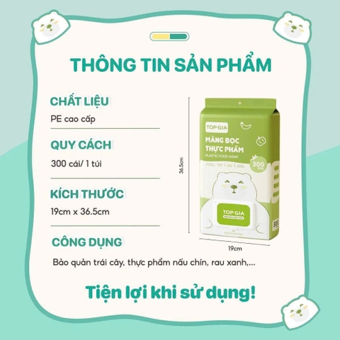Túi màng bọc thực phẩm TOPGIA treo tường 300 cái