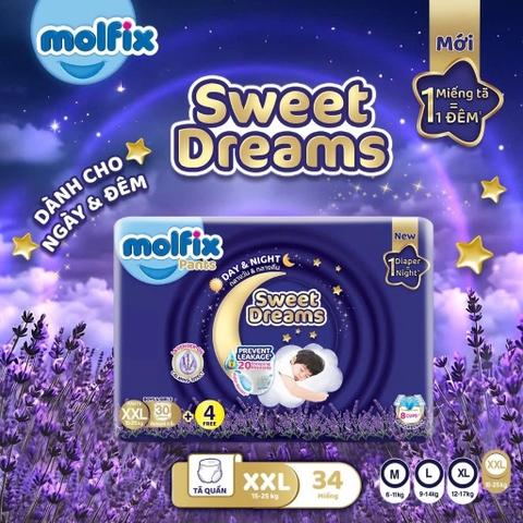 Tã quần ban đêm cho bé Molfix Sweet Dreams Jumbo