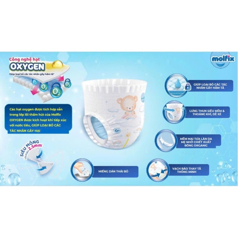 Bỉm Molfix Quần OXYGEN giúp ngừa hăm