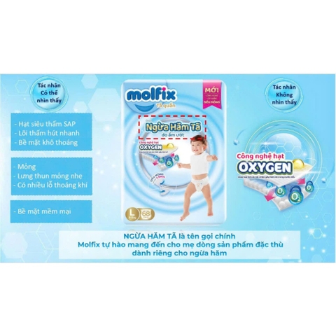 Bỉm Molfix Quần OXYGEN giúp ngừa hăm