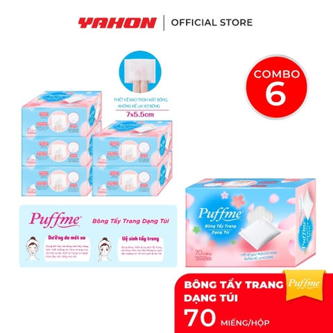 Có Tặng Giấy_Bông Tẩy Trang Dạng Túi Xỏ Ngón PUFFME | 70 Miếng/Hộp