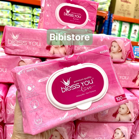 Khăn Ướt Bless You Không Mùi Gói 100 Miếng