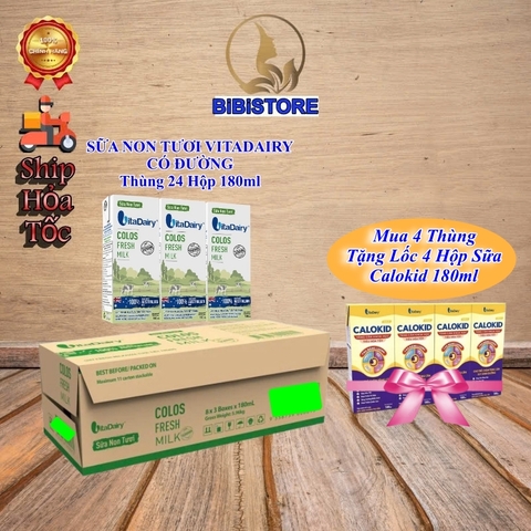 Thùng 24 Hộp 180ml Sữa Non Tươi VitaDairy Colos Fresh Milk - Tasmania Úc