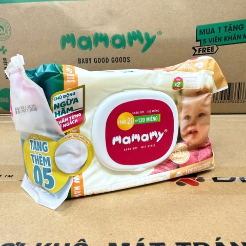 Khăn ướt Mamamy không mùi gói 120 tờ