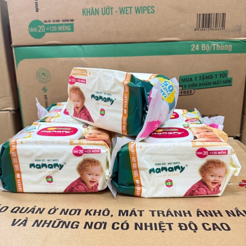 Khăn ướt Mamamy không mùi gói 120 tờ