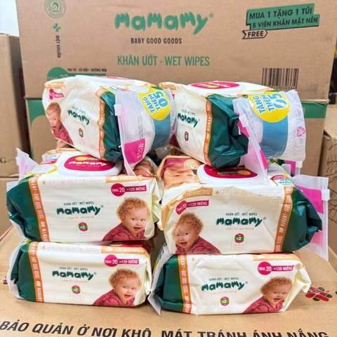 Khăn ướt Mamamy không mùi gói 120 tờ