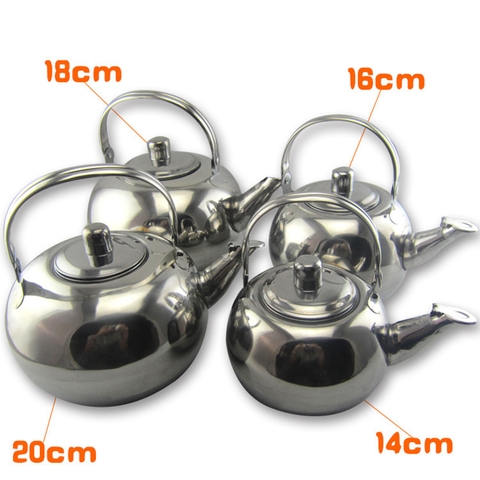 Ấm trà đun nước bằng thép dày không gỉ, ấm linh long bóng đẹp nhiều size [ 14, 16, 18, 20cm ]