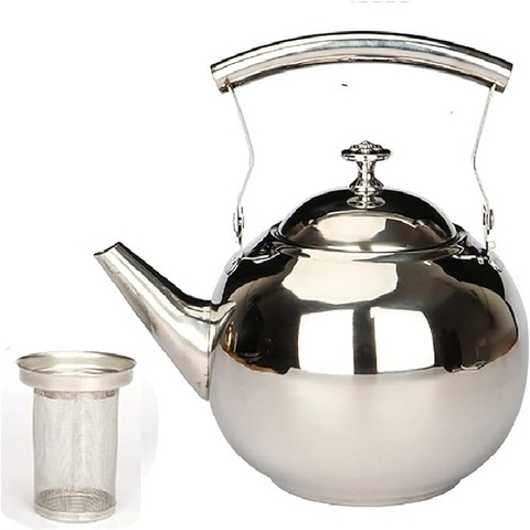 Ấm đun nước Inox dày, sáng bóng, hình ngọc trai có tay cầm Size [ 14, 16, 18cm ]