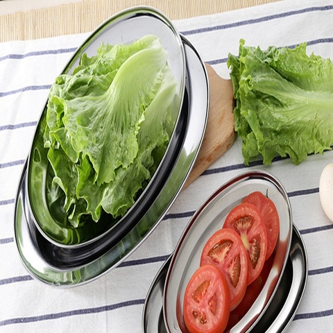 Đĩa ( dĩa ) inox bầu dục cao cấp, dày, sáng bóng [ size 25,28,30,35,40cm ]