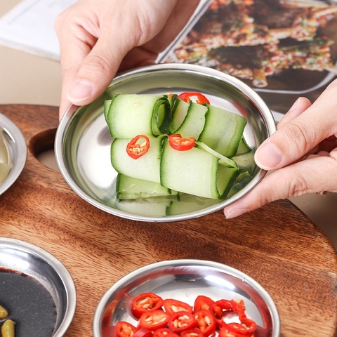 Dĩa ( đĩa ) inox đựng chanh ớt tiện dụng